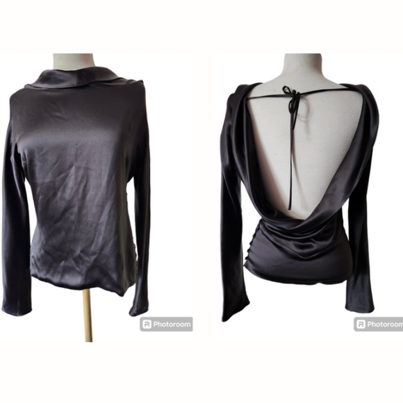 Pamella Roland Silk Blouse Size 6 Black